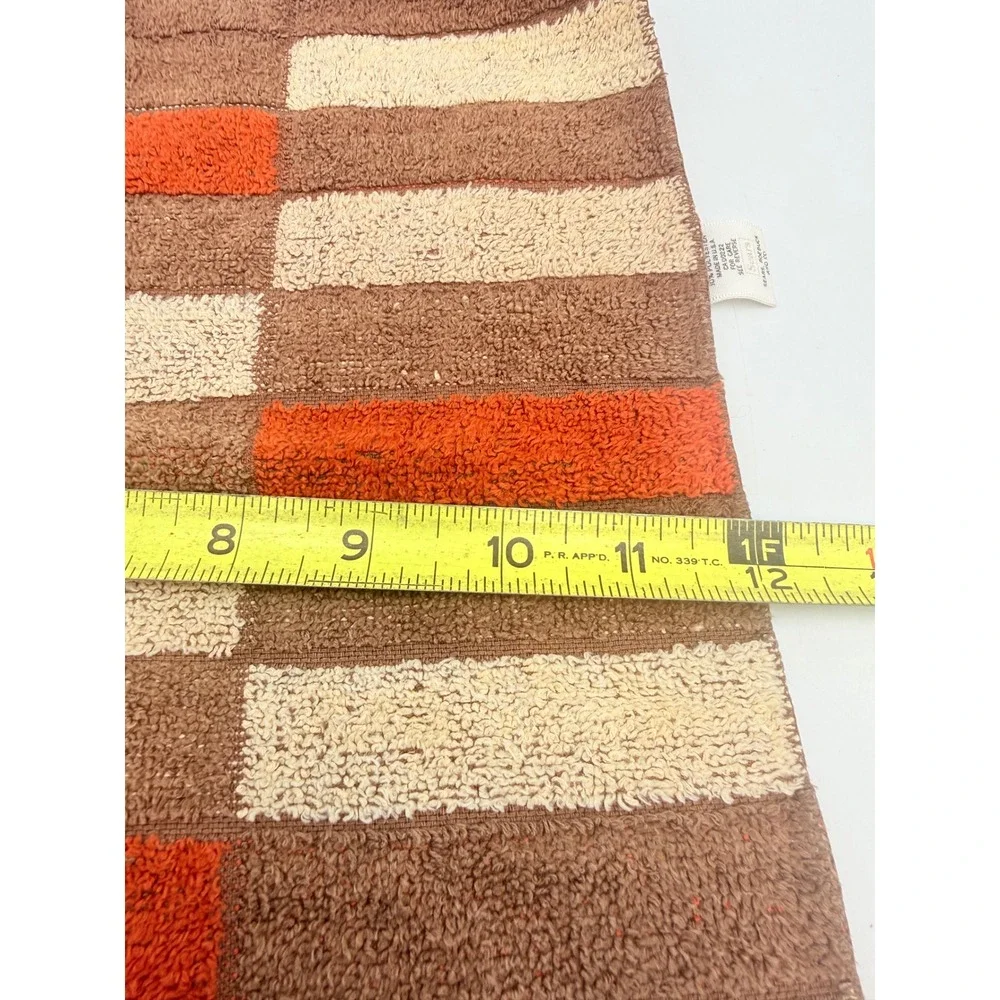 Vintage Sears Roebuck Co Washcloth Set 2 Brown Orange Geometric 70s MCM USA